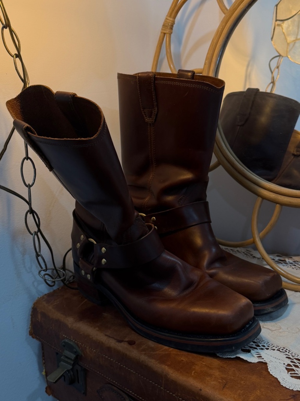 Dingo Australia Brown Leather Biker Western Boots - Picture 4 of 7